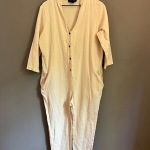Hatch Maternity Cream Button-Up Jumpsuit